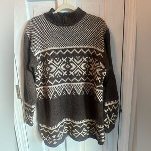 St. John's Bay Brown and Cream Fair Isle style Turtleneck Sweater